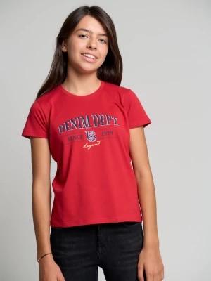 Zdjęcie produktu Koszulka dziewczęca z bawełny organicznej z nadrukiem czerwona Lulu 603 BIG STAR