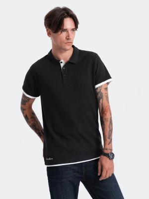 Zdjęcie produktu Bawełniana męska koszulka polo z kontrastowymi wykończeniami – czarna V8 OM-POSS-0113
 -                                    L