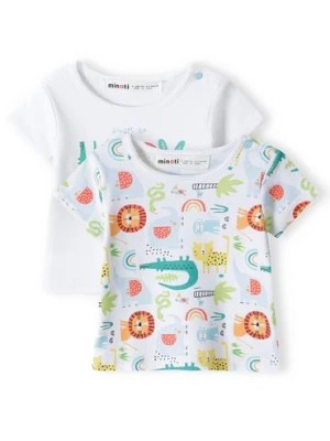 Zdjęcie produktu Koszulka niemowlęca z bawełny 2-pak zwierzątka Minoti