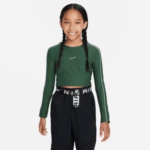 Zdjęcie produktu Koszulka o skróconym kroju z długim rękawem dla dużych dzieci (dziewcząt) Nike Sportswear - Zieleń