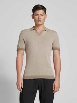 Zdjęcie produktu Koszulka polo o kroju slim fit ze wzorem w jodełkę model 'BRAIAN' drykorn