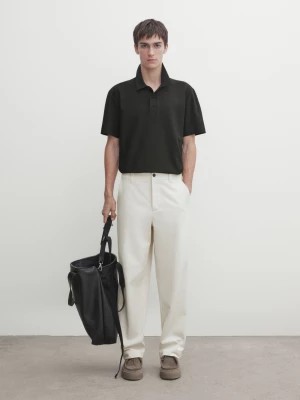 Zdjęcie produktu Koszulka Polo Z Bawełny I Mikrodiagonalu Z Krótkim Rękawem - Stalowy - - Massimo Dutti - Mężczyzna