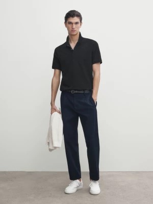 Zdjęcie produktu Koszulka Polo Z Piki Ze 100% Bawełny - Czarny - - Massimo Dutti - Mężczyzna