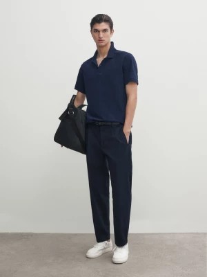 Zdjęcie produktu Koszulka Polo Z Piki Ze 100% Bawełny - Niebieski - - Massimo Dutti - Mężczyzna