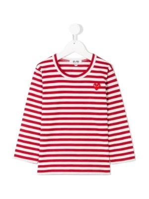 Zdjęcie produktu Koszulka w Paski z Sercem - Czerwona i Biała Comme des Garçons Play