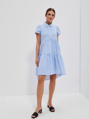 Zdjęcie produktu Koszulowa sukienka biało niebieska Moodo