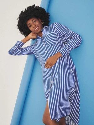 Zdjęcie produktu Koszulowa sukienka damska midi w stylowe paski Greenpoint