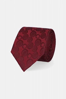 Zdjęcie produktu Krawat Jedwabny Bordowy Wzór w Koła Lancerto