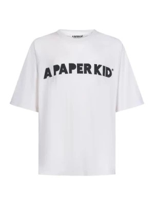 Zdjęcie produktu Kremowa Biała Koszulka z Nadrukiem Logo A Paper Kid