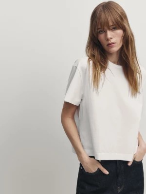 Zdjęcie produktu Krótka Koszulka Z Krótkim Rękawem - Biały - - Massimo Dutti - Kobieta