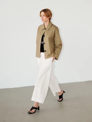 Zdjęcie produktu Krótki Płaszcz Trencz Ze 100% Bawełny - Zielonkawy - - Massimo Dutti - Kobieta