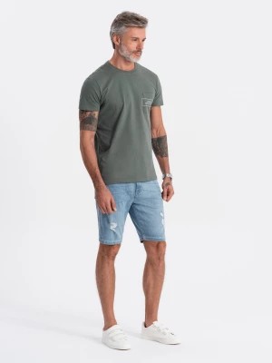Zdjęcie produktu Krótkie spodenki męskie jeansowe z dziurami - jasnoniebieskie V1 OM-SRDS-0114
 -                                    S