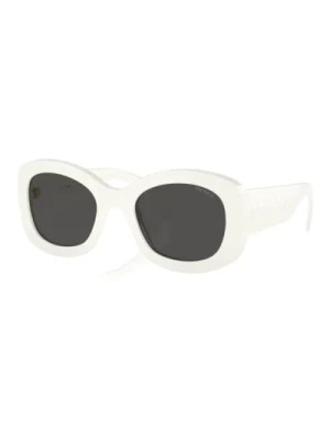 Zdjęcie produktu Kwadratowe Białe Okulary Przeciwsłoneczne Ciemnoszare Soczewki Prada