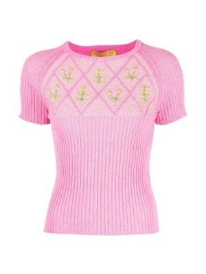 Zdjęcie produktu Kwiatowy haftowany sweter w kolorze różowym Cormio