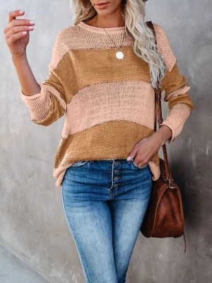 Zdjęcie produktu LA Angels Sweter w kolorze jasnoróżowo-karmelowym rozmiar: S