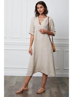 Zdjęcie produktu Fleur de Lin Lniana sukienka "Granel" w kolorze beżowym rozmiar: S