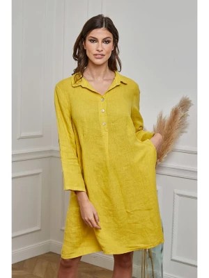 Zdjęcie produktu La Compagnie Du Lin Lniana sukienka "Hava" w kolorze żółtym rozmiar: S