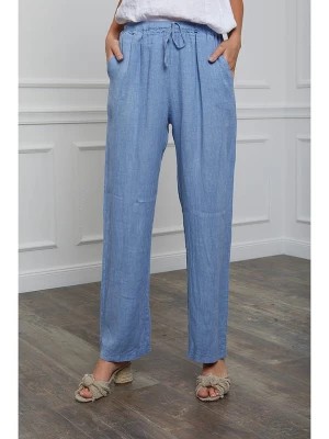 Zdjęcie produktu La Compagnie Du Lin Lniane spodnie "Honas" w kolorze błękitnym rozmiar: S