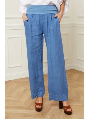 Zdjęcie produktu La Compagnie Du Lin Spodnie lniane "Holla" w kolorze niebieskim rozmiar: XL
