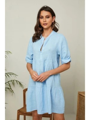 Zdjęcie produktu La Compagnie Du Lin Sukienka lniana "Clorana" w kolorze błękitnym rozmiar: S