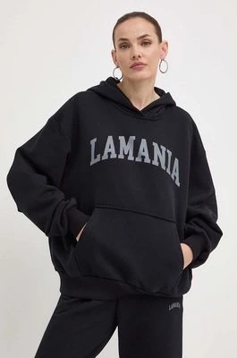 Zdjęcie produktu La Mania bluza FINE damska kolor czarny z kapturem z nadrukiem FINE