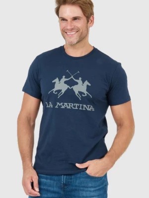 Zdjęcie produktu LA MARTINA Granatowy t-shirt męski z szarym logo
