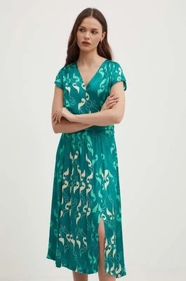 Zdjęcie produktu La Petite Française sukienka REFLET kolor turkusowy midi rozkloszowana