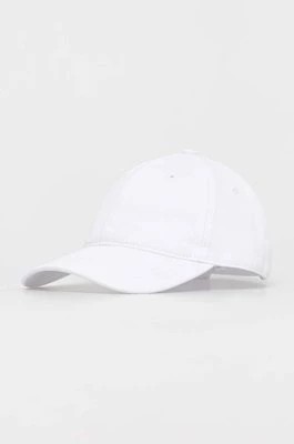 Zdjęcie produktu Lacoste czapka z daszkiem bawełniana kolor biały gładkaCHEAPER