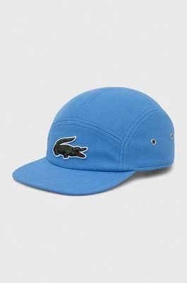 Zdjęcie produktu Lacoste czapka z daszkiem bawełniana kolor niebieski z aplikacją