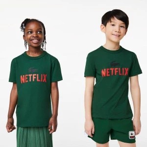 Zdjęcie produktu Lacoste dziecięcy T-shirt z bawełny organicznej z nadrukiem x Netflix