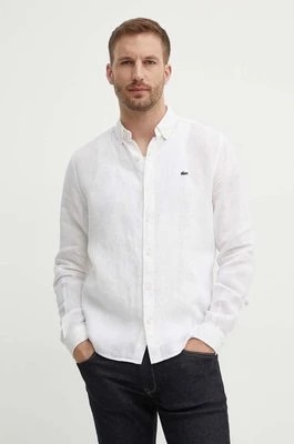 Zdjęcie produktu Lacoste koszula lniana kolor biały regular z kołnierzykiem button-down CH5692T