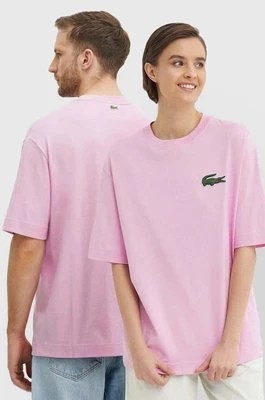 Zdjęcie produktu Lacoste t-shirt bawełniany kolor różowy z aplikacją