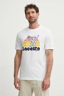 Zdjęcie produktu Lacoste t-shirt bawełniany męski kolor biały z nadrukiem