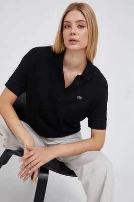 Zdjęcie produktu Lacoste T-shirt PF0504 damski kolor czarny z kołnierzykiem PF0504-001