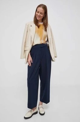 Zdjęcie produktu Lauren Ralph Lauren spodnie damskie kolor granatowy szerokie high waist