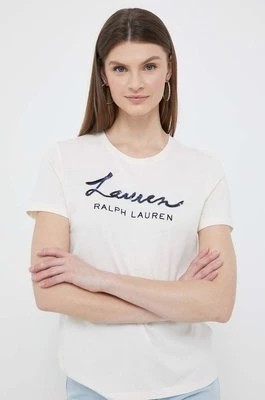 Zdjęcie produktu Lauren Ralph Lauren t-shirt damski kolor beżowy
