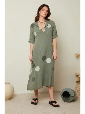 Zdjęcie produktu Le Monde du Lin Lniana sukienka w kolorze khaki rozmiar: 40/42