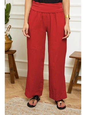 Zdjęcie produktu Le Monde du Lin Lniane spodnie "Valencia" w kolorze czerwonym rozmiar: 40/42