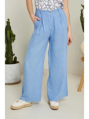 Zdjęcie produktu Le Monde du Lin Lniane spodnie w kolorze błękitnym rozmiar: 40/42