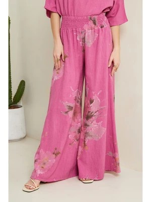 Zdjęcie produktu Le Monde du Lin Lniane spodnie w kolorze różowym rozmiar: 40/42