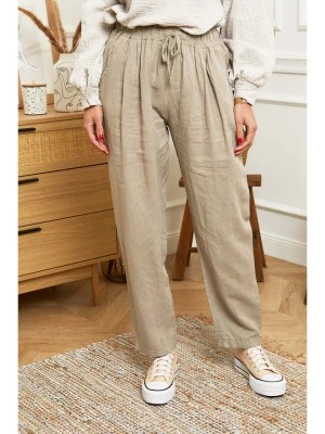 Zdjęcie produktu Le Monde du Lin Lniane spodnie w kolorze szarobrązowym rozmiar: 38/40