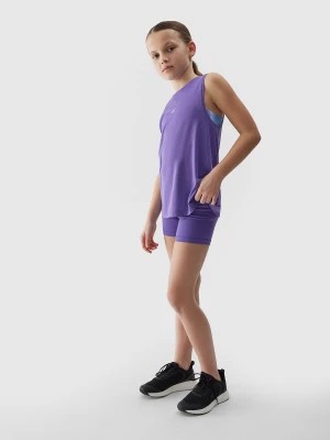 Zdjęcie produktu Legginsy krótkie sportowe dziewczęce - fioletowe 4F JUNIOR