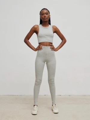 Zdjęcie produktu Legginsy z cienkiej prążkowanej dzianiny w kolorze GREY - HIPS LIGHT-S Marsala