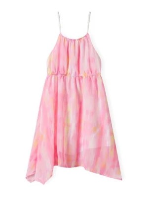 Zdjęcie produktu Lekka sukienka na ramiączkach z asymetrycznym dołem - różowa Minoti