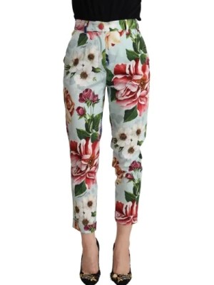 Zdjęcie produktu Lekkie niebieskie Fiori Print Spodnie Tapered Dolce & Gabbana