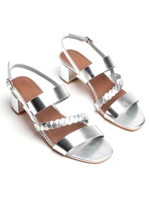 Zdjęcie produktu Les BAGATELLES Skórzane sandały "Dezba" w kolorze srebrnym rozmiar: 39