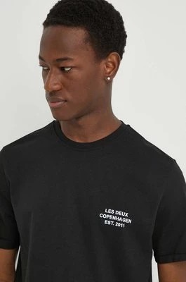 Zdjęcie produktu Les Deux t-shirt bawełniany męski kolor czarny z nadrukiem LDM101165
