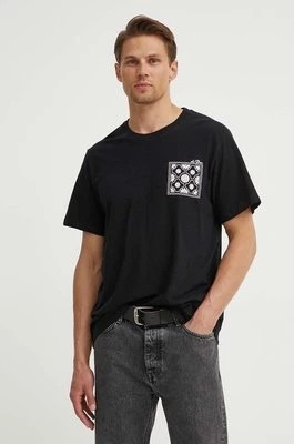 Zdjęcie produktu Les Deux t-shirt z domieszką lnu kolor czarny z nadrukiem LDM101176