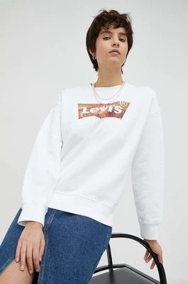 Zdjęcie produktu Levi's bluza bawełniana damska kolor biały z nadrukiem