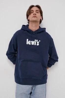 Zdjęcie produktu Levi's Bluza bawełniana męska kolor granatowy z kapturem z nadrukiem 38479.0081-Blues